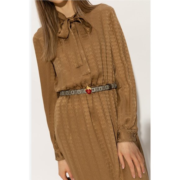 GUCCI BELT GG SUPREME CANVAS STRAWBERRY ENAMEL BUCKLE w DOUBLE G sz 100 / 40 - Picture 3 of 12